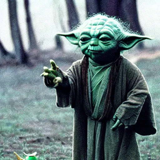 Image similar to yoda performing at woodstock