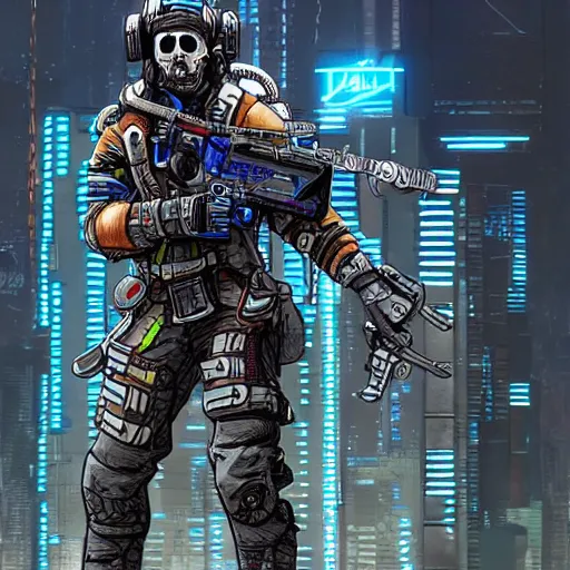 Image similar to ivan. Apex legends cyberpunk mercenary with exoskelital gear. Concept art by James Gurney and Mœbius.