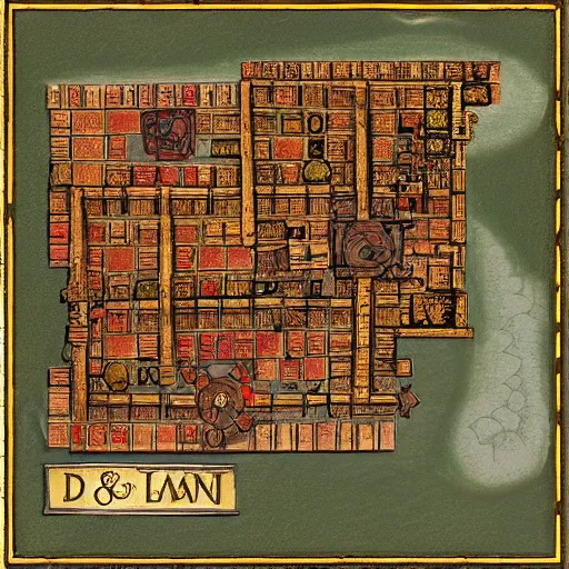 Image similar to D&D map of a village on fire, top down, square grid