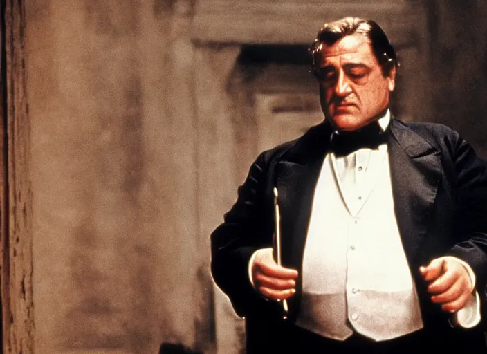 Prompt: film still of John Goodman!!!! as Vito Corleone in The Godfather 1972