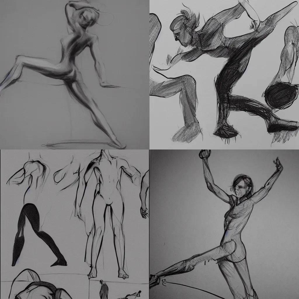 Prompt: pose reference, posing, drawing, tutorial, black and white, line art, human posing, stick figures, gesture drawings, white background