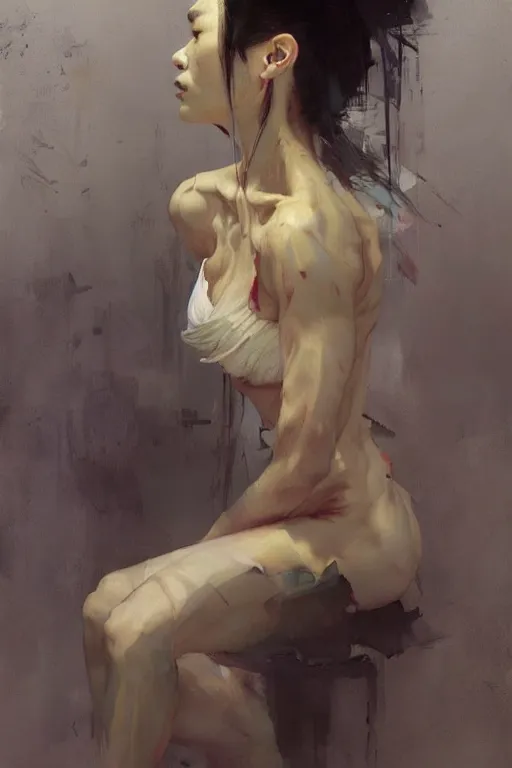 Image similar to ljeong ho - yeon by greg rutkowski, jeremy mann, francoise nielly, van gogh, ross tran, rule of thirds, seductive look, beautiful