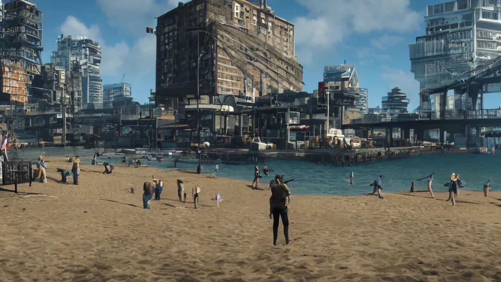 Image similar to Screenshot from Watchdogs at the beach