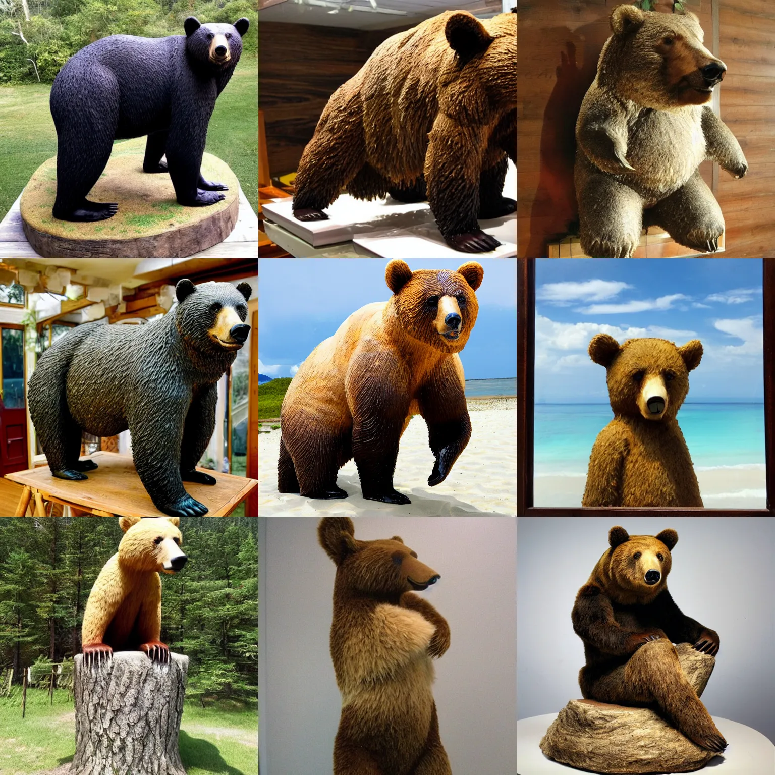 Prompt: taxidermy of a bear on vacation