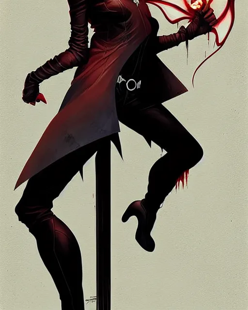 Image similar to rafael albuquerque comic art, art nouveau, peter mohrbacher, artgerm, pretty scarlett johansson vampire sharp vampire teeth open mouth, symmetrical eyes, black leather jacket, jeans, long blonde hair, full body