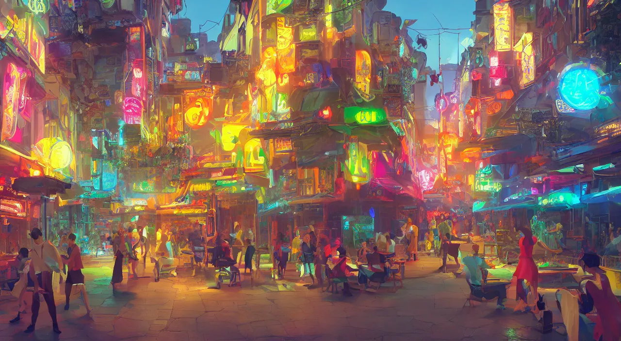 Image similar to bazaar zouk oriantal multicolorful sky shine place mosquet painting stylized digital video game icon global illumination ray tracing 8 k hd resolution, by ilya kuvshinov and cushart krentz and gilleard james