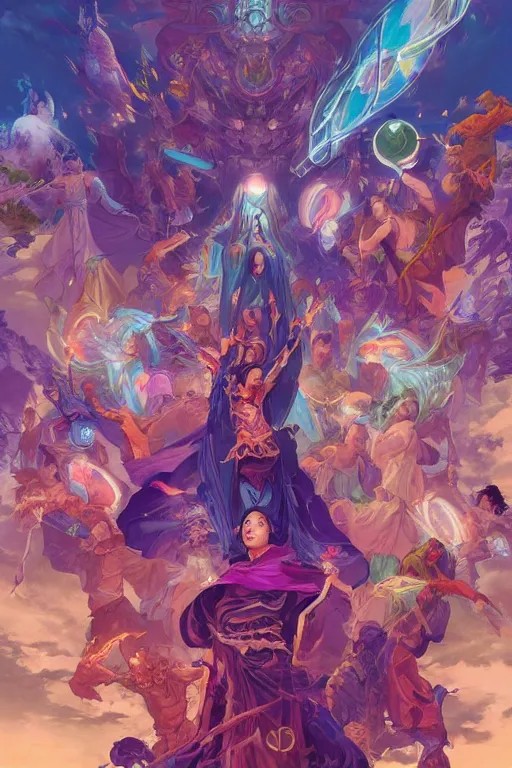 Image similar to council of ascended masters by artgerm, tooth wu, dan mumford, beeple, wlop, rossdraws, james jean, marc simonetti, artstation giuseppe dangelico pino and michael garmash and rob rey and greg manchess and huang guangjian and makoto shinkai