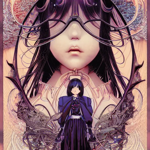 Prompt: portrait of dream anime girl, symmetrical, by yoichi hatakenaka, masamune shirow, josan gonzales and dan mumford, ayami kojima, takato yamamoto, barclay shaw, karol bak, yukito kishiro, areuz