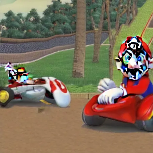 Prompt: mario kart in edo period japan