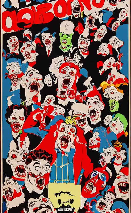 Image similar to horrorcore cel animation poster depicting gory waldo eating the deceased power puff girls, intricate faces, metropolis, 1 9 5 0 s movie poster, post - processing, vector art