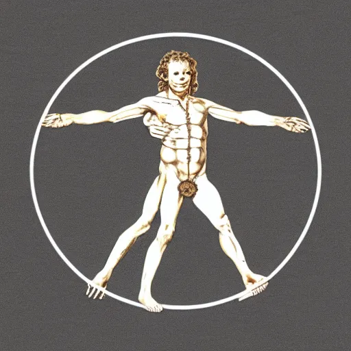 Prompt: the vitruvian man warwick davis