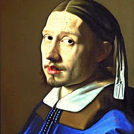 Prompt: markiplier portrait as het meisje met de parel, by johannes vermeer, oil painting, traditional art, detailed, histroical