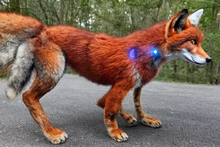 Image similar to Ironman as a quadrupedal fox 🦊