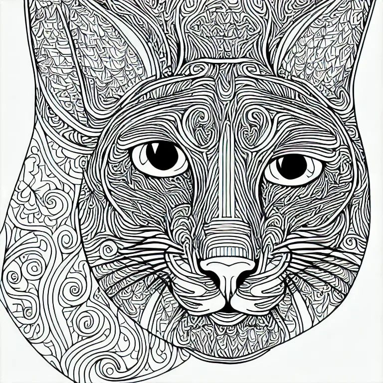 Image similar to cat's head, ornamental, fractal, line art, vector, outline, simplified, colouring page