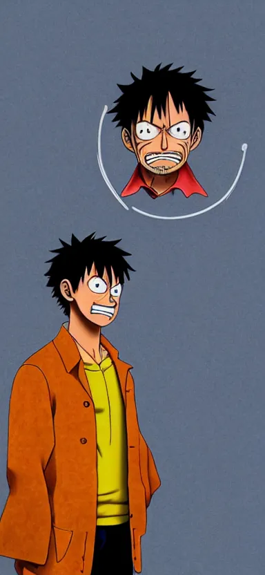 Image similar to “ a portrait photo of luffy as walter white, side shot, by professional photographer, 8 k resolution, high quality ”