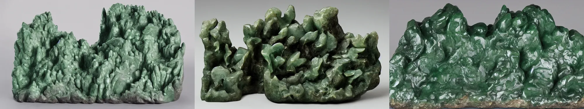 Prompt: lakeside mountains, jade sculpture