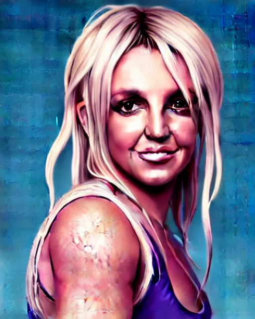 Image similar to highly detailed vfx portrait of britney spears by stephen bliss, chalk, unrealengine, greg rutkowski, loish, rhads, beeple, chalk, makoto shinkai and lois van baarle, ilya kuvshinov, rossdraws, tom bagshaw, basil gogos