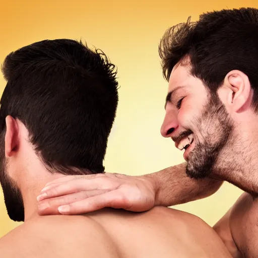 Image similar to man getting his armpits tickled by another man