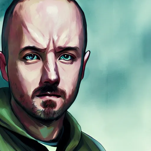 Image similar to portrait of jesse pinkman cosplaying walter white, anime fantasy illustration by tomoyuki yamasaki, kyoto studio, madhouse, ufotable, trending on artstation