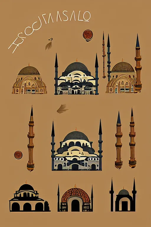 Image similar to minimalist boho style art of istanbul, illustration, vector art