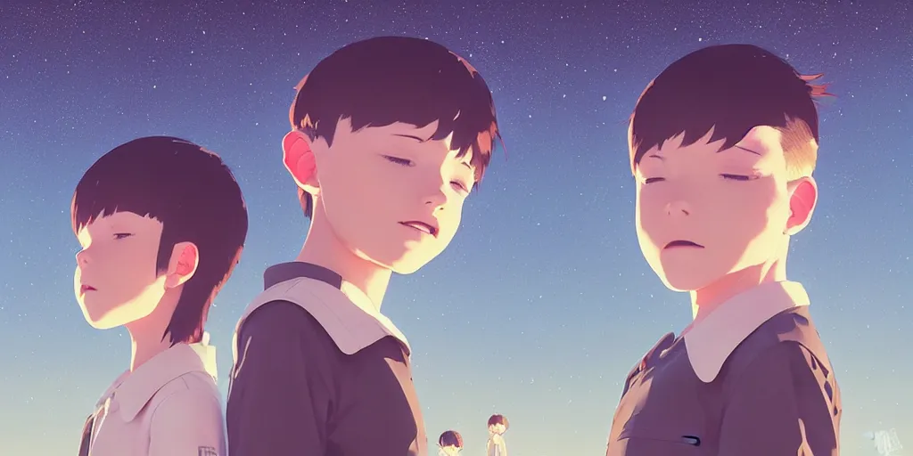 Prompt: 3 d portrait of boy and girl with astronaut helmets by ilya kuvshinov, cloudy sky background lush landscape ln illustration concept art anime key visual trending pixiv by victo ngai fanbox by greg rutkowski makoto shinkai takashi takeuchi studio ghibli