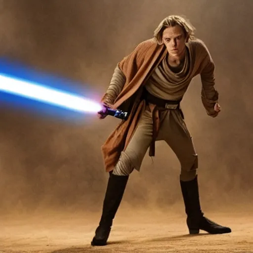 Image similar to Jamie Campbell Bower as a jedi in star wars