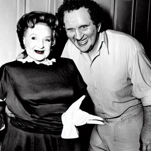 Prompt: Betty White hanging out with Leatherface from the movie Texas Chainsaw Massacre