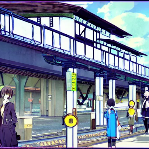 Prompt: train station in an anime