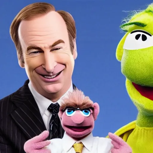 Image similar to bob odenkirk as saul goodman as a muppet