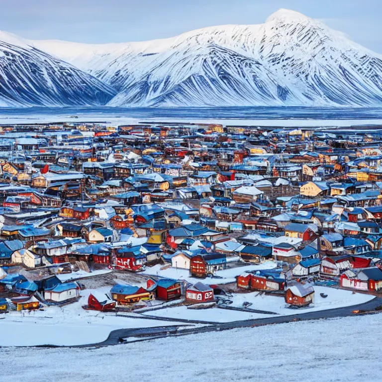 Image similar to a beautiful town in svalbard, snow