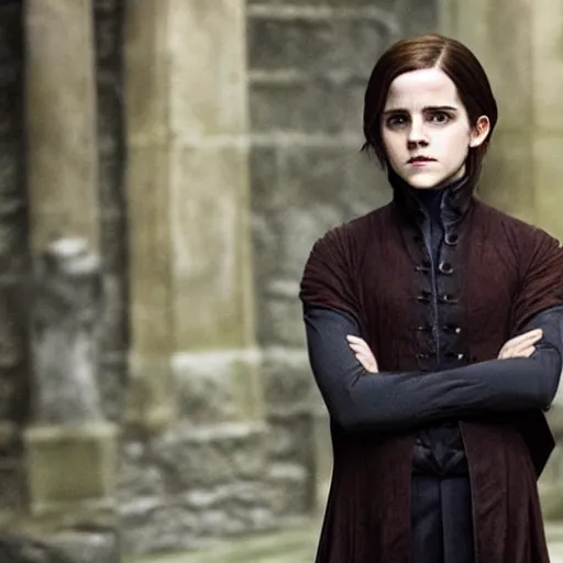 Prompt: Emma Watson as Professor Severus Snape