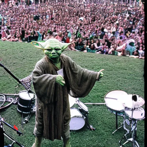 Image similar to yoda performing at woodstock