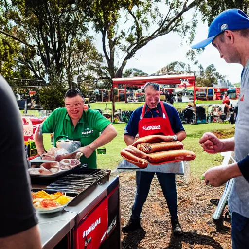 Image similar to bunnings sausage sizzle in hell, canon eos r 3, f / 1. 4, iso 2 0 0, 1 / 1 6 0 s, 8 k, raw, unedited, symmetrical balance, in - frame