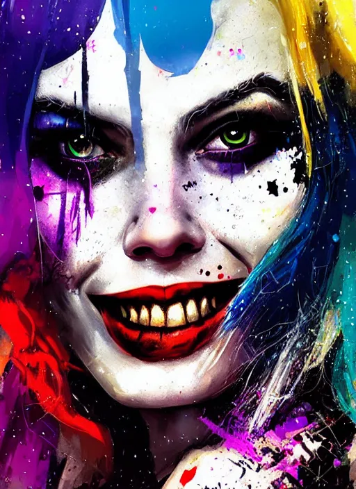 beautiful suicide squad smiling harley quinn margot | Stable Diffusion ...