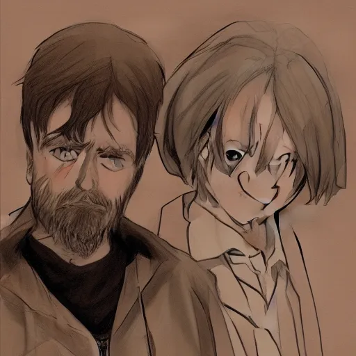 Prompt: the unabomber sketch as an anime character