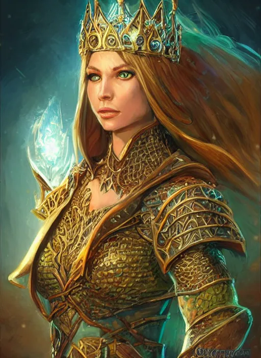 Prompt: good beautiful queen, ultra detailed fantasy, dndbeyond, bright, colourful, realistic, dnd character portrait, full body, pathfinder, pinterest, art by ralph horsley, dnd, rpg, lotr game design fanart by concept art, behance hd, artstation, deviantart, hdr render in unreal engine 5