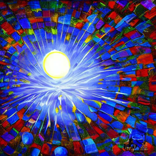 Image similar to giant umbrella in space, blocking the sun, digital art painting