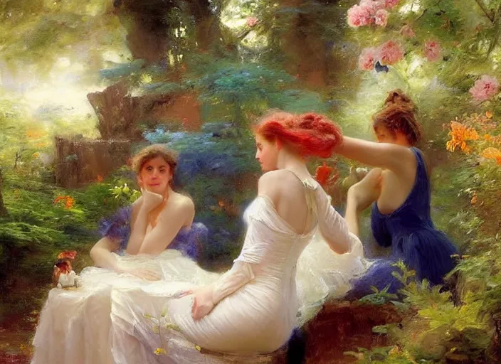 Prompt: time travel by vladimir volegov and alexander averin and pierre auguste cot and delphin enjolras and peder mørk mønsted