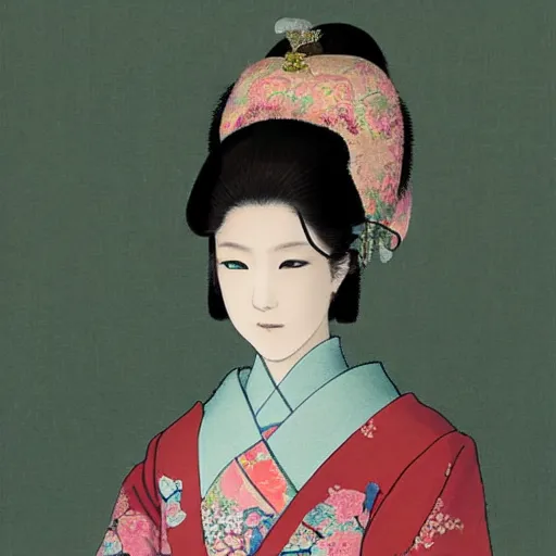 Image similar to Portrait of a japanese princess young lady, beauty artwork by Akihiko Yoshida