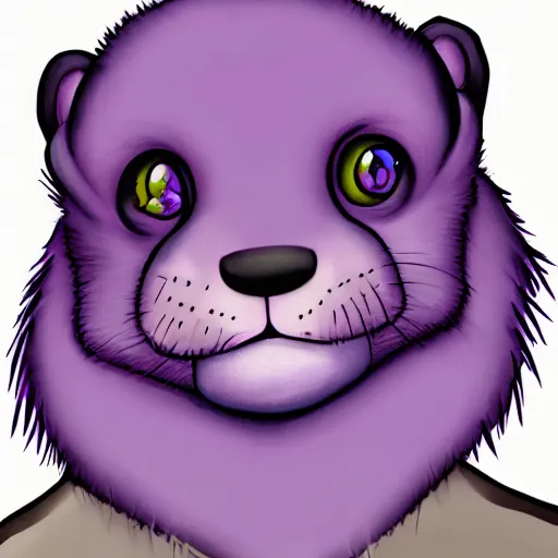 Image similar to a purple otter with antennas that is cute and professionally - drawn, furry fandom, furaffinity, digital painting, digital art, detailed, high - resolution