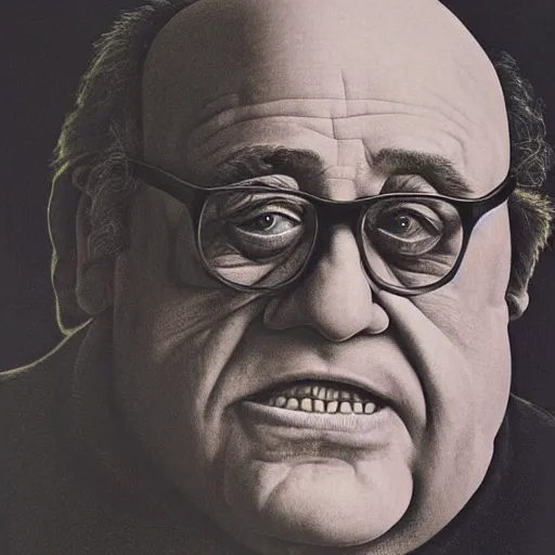 Prompt: portrait of danny devito by zdzisław beksinski