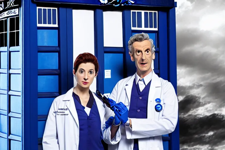 Image similar to doctor who as a dentist in the tardis