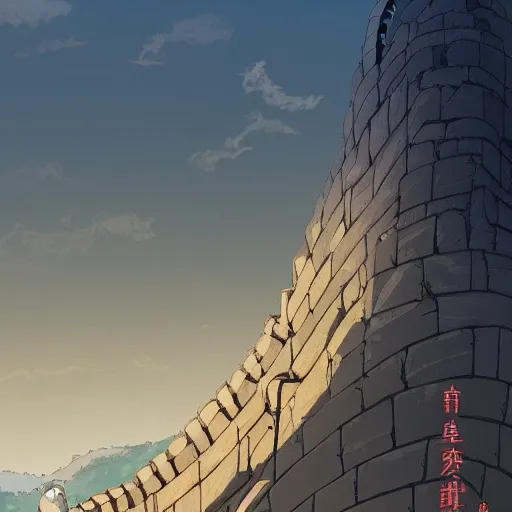 Image similar to The Great Wall, Ghibli, Anime Background, Miyazaki Hayao, concept art, illustration,smooth, sharp focus, intricate, trending on artstation, trending on deviantart, 4K