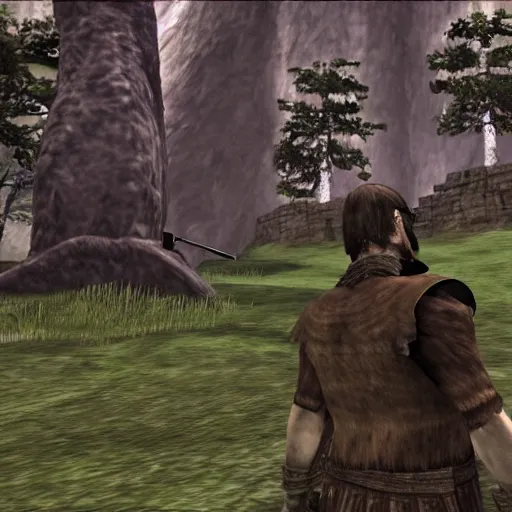 Image similar to saul goodman in shadow of the colossus, ps 2, graphics, gameplay,