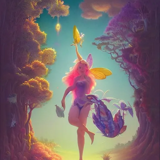 Image similar to 🧚‍♀️✨🌳🧚‍♀️, Polaroid candid, by Lisa Frank by Peter Mohrbacher by Artgerm by Ferdinand Knab by Alena Aenami by Dave LaChapelle