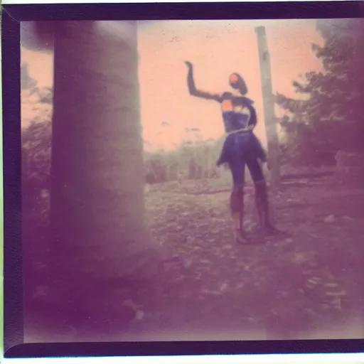 Image similar to expired polaroid of a surreal artsy dream scene, weird costumes