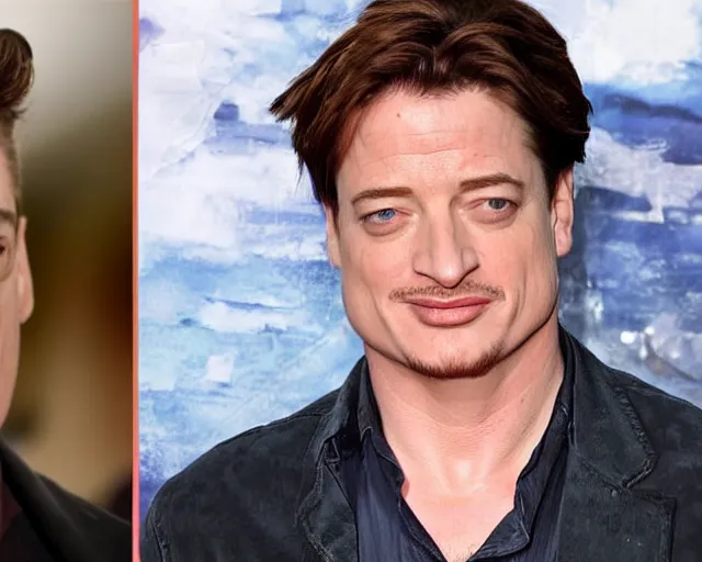 Prompt: Brendan Fraser triumphantly unjust'd