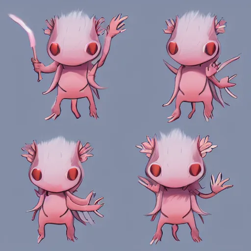 Image similar to a cute axolotl dressed as a wizard, trending on artstation