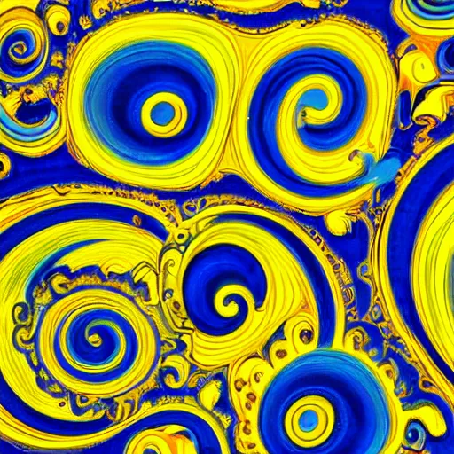 Image similar to bright yellow and blue swirling