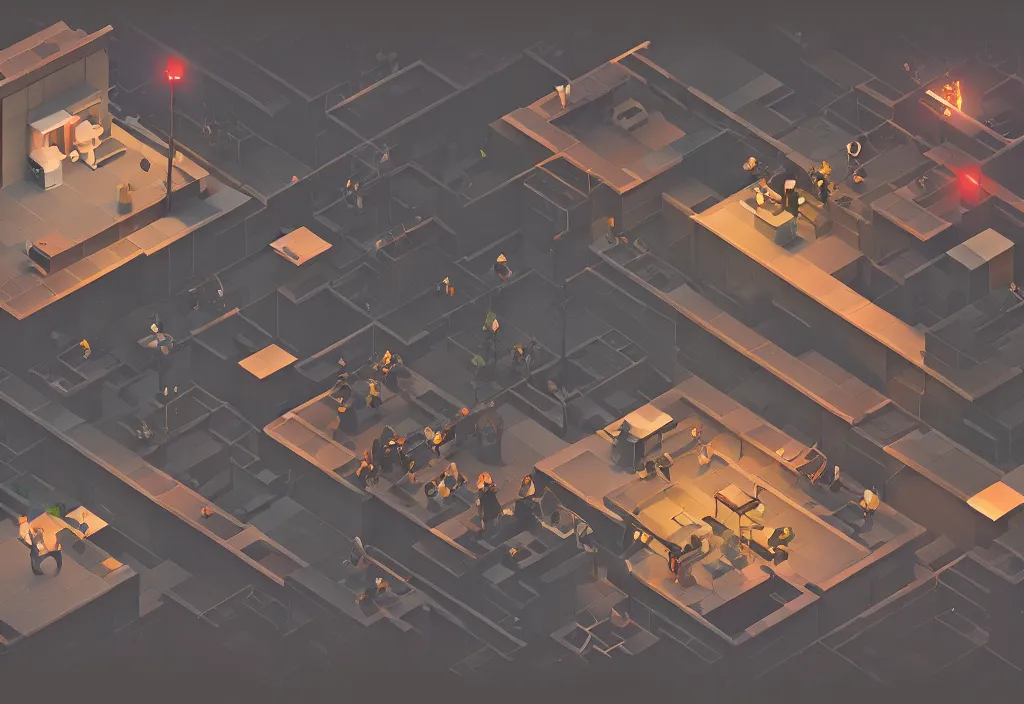 Image similar to isometric magicavoxel hitman cinematic lighting, 4k